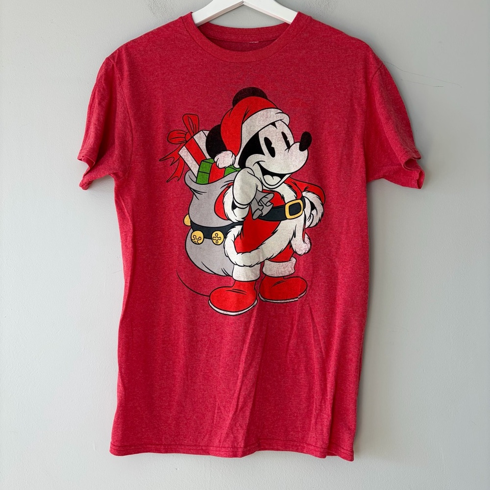 Disney‎ Mickey Mouse Santa Christmas Red T-Shirt Medium